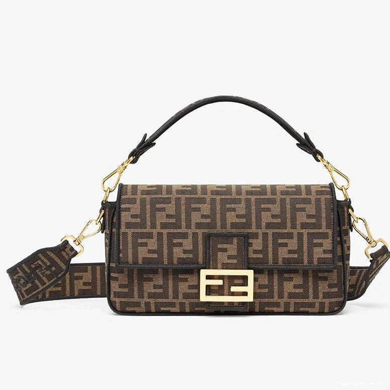 Affordable Medium Motif FF Brown In Bag Fabric Baguette Fendi 0728